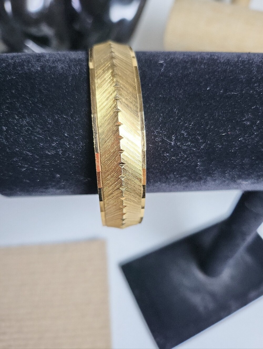 Vintage Monet Gold Plated Brushed & Textured Bangle Bracelet